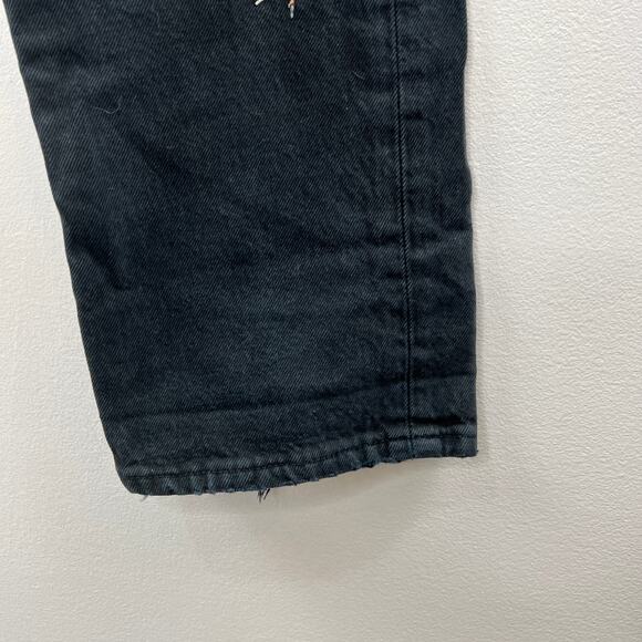 FREE PEOPLE x Rialto Levi501 Straight Leg Patch Jeans Black Dark Denim Size 30 - Picture 4 of 8